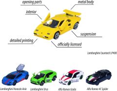 Majorette, 212053178, İtalyan Rüyası Arabalar 5'li Hediye Seti, Die-Cast (Metal), Alfa Romeo ve Lamborghini, Lisanslı, Dream Cars Italy with 5 Cars
