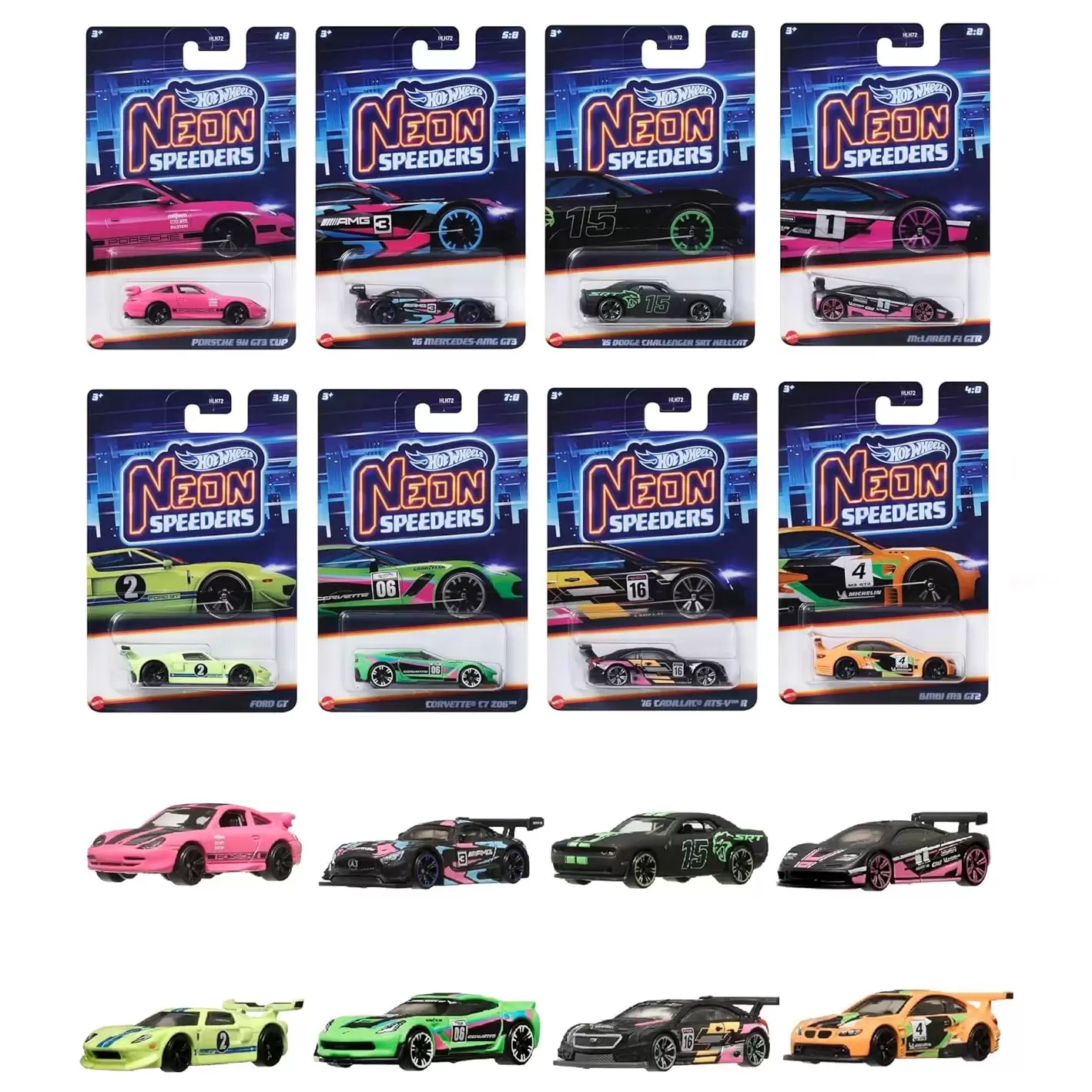 Hot Wheels Arabaları HLH72 Neon Speeders 8'li Set(YurtDışı)