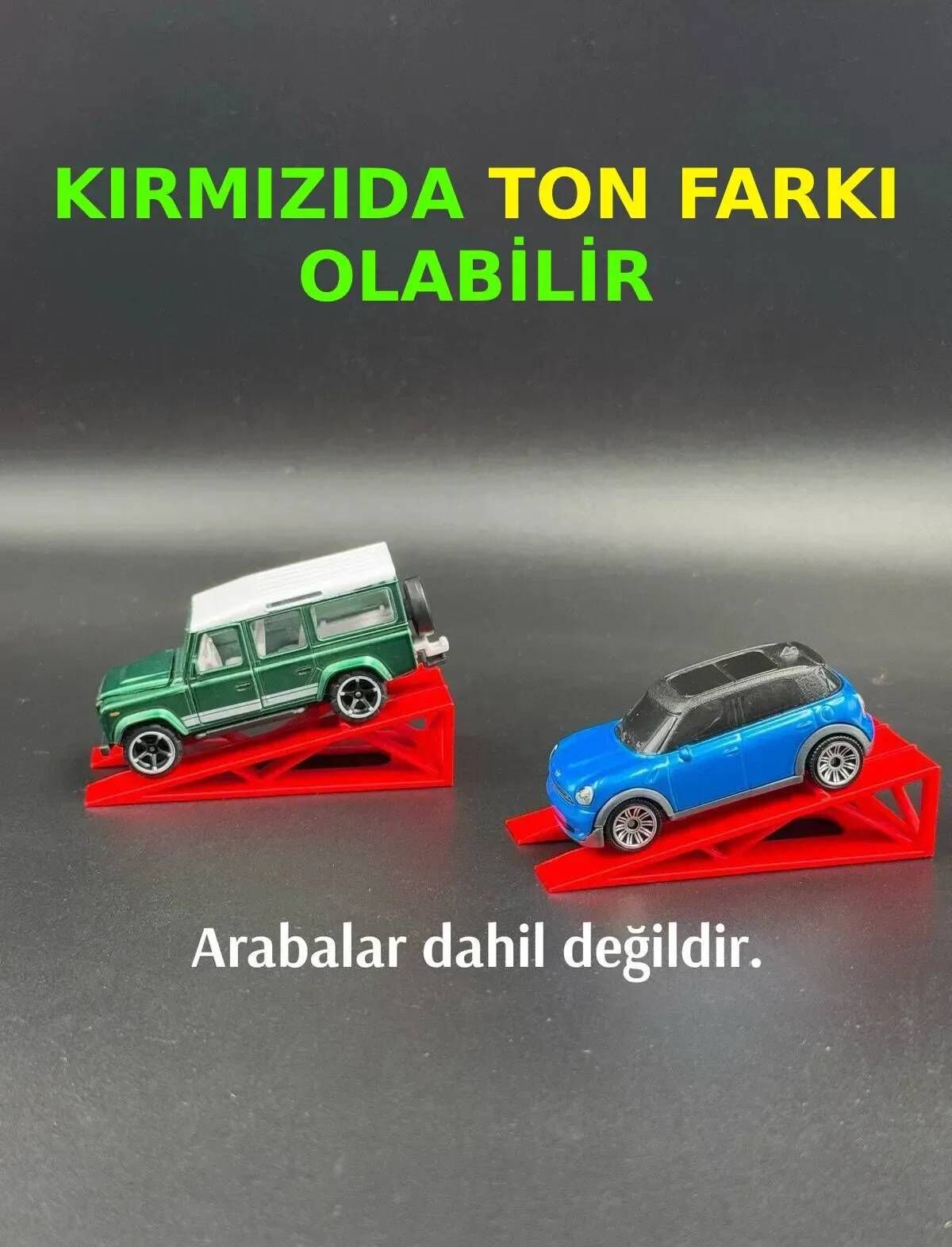 1:64 Ölçek Araba Rampası - Kırmızı 2'li