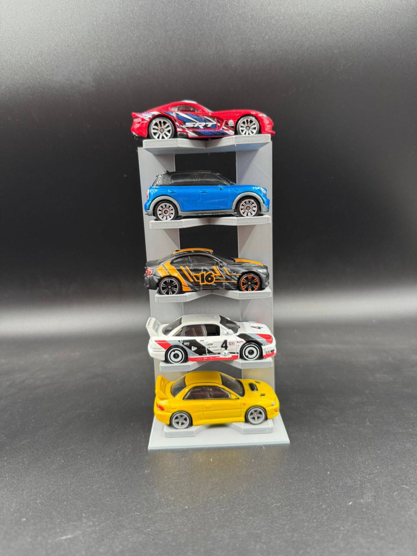 1:64 Ölçek Araç Sergileme Standı - 5 Araçlık - Gri
