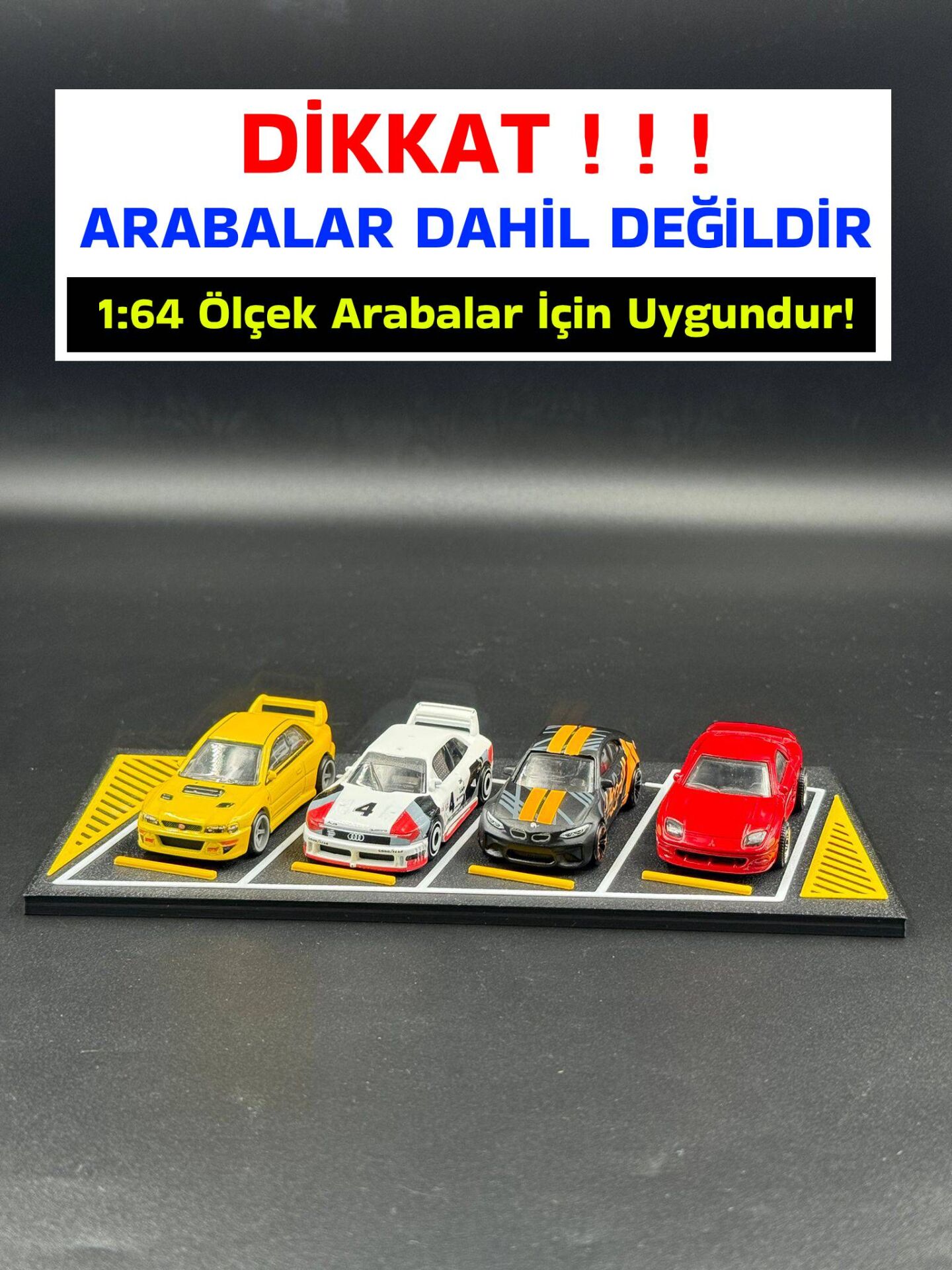1:64 Ölçek Diecast Araba Park Yeri Diorama - 4 Araçlık