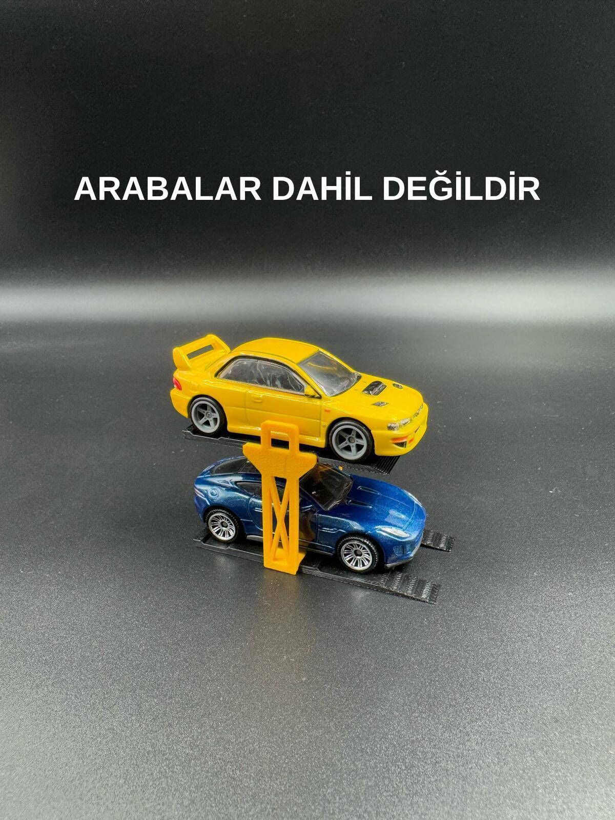 1:64 Ölçek Diorama Araç Lifti - 2 Araç - Sarı Siyah