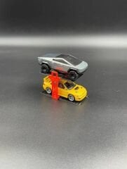 1:64 Ölçek Diorama Araç Lifti - 2 Araç - Turuncu Siyah