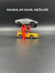 1:64 Ölçek Diorama Araç Lifti - 2 Araç - Turuncu Siyah
