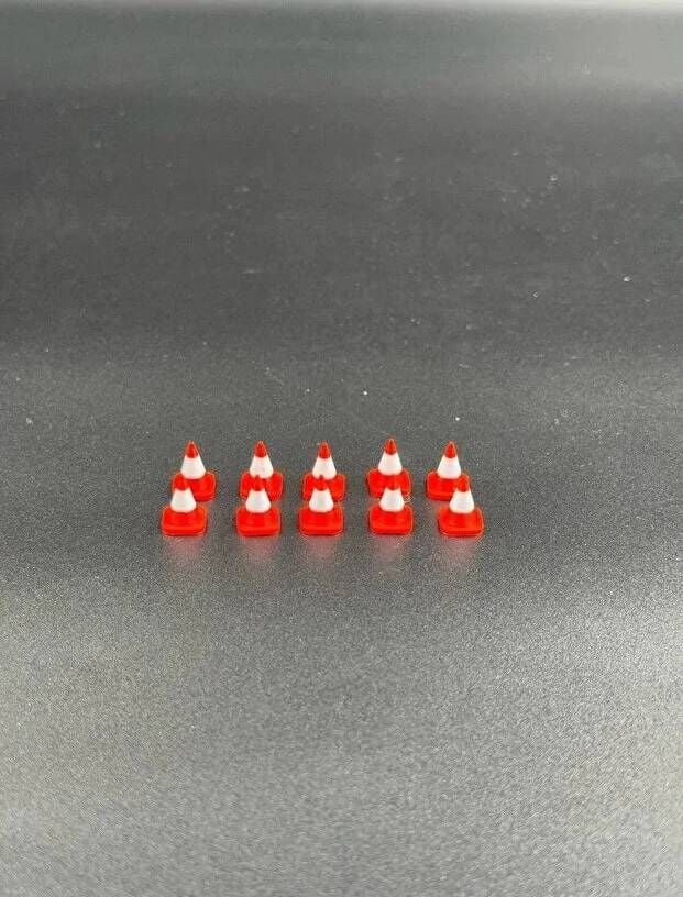 1:64 Ölçek Diaroma Trafik Aksesuarı Dubalar - Turuncu & Beyaz (10 Adet)