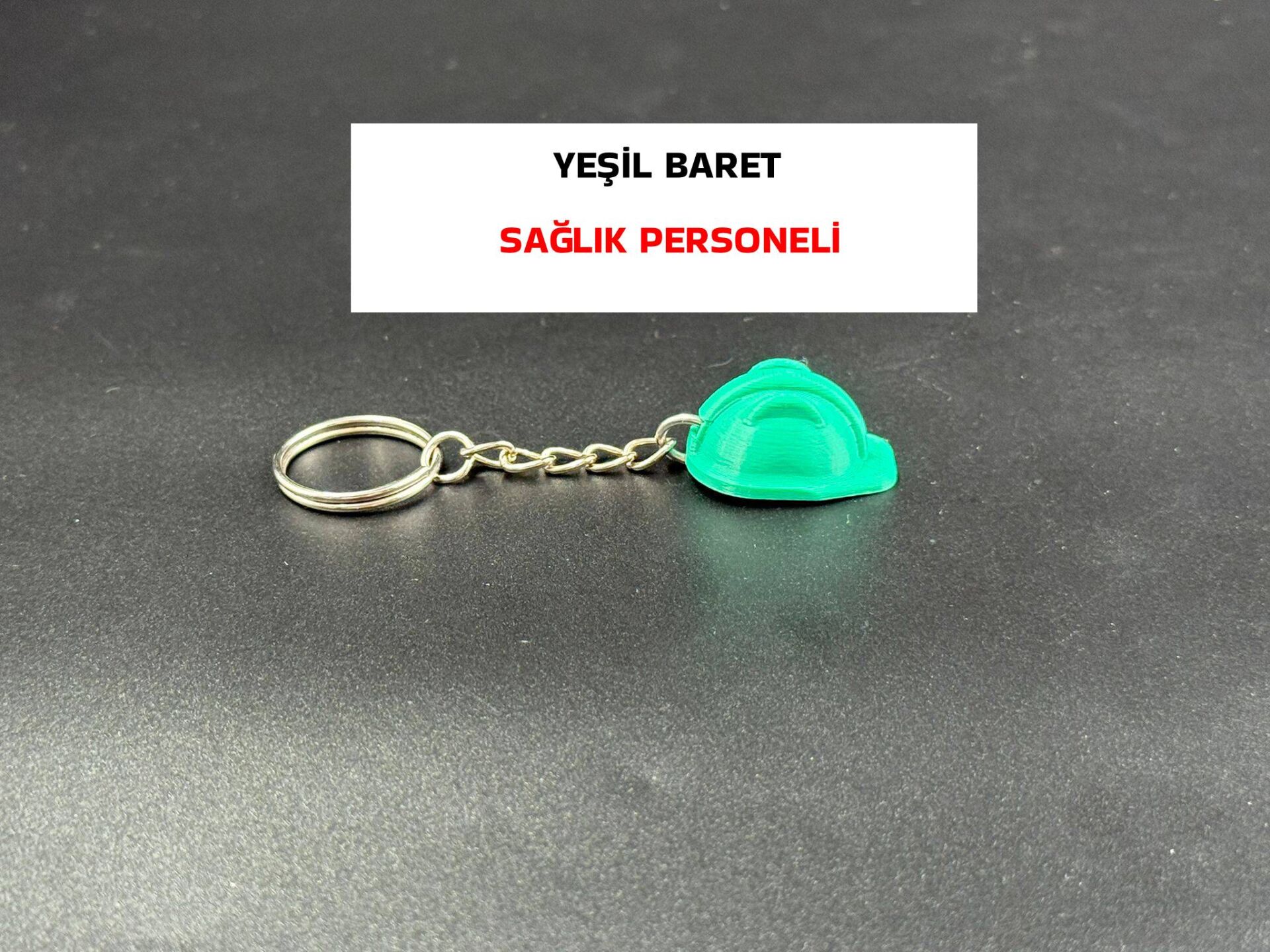 Yeşil Baret Anahtarlık - Sağlık Personeli
