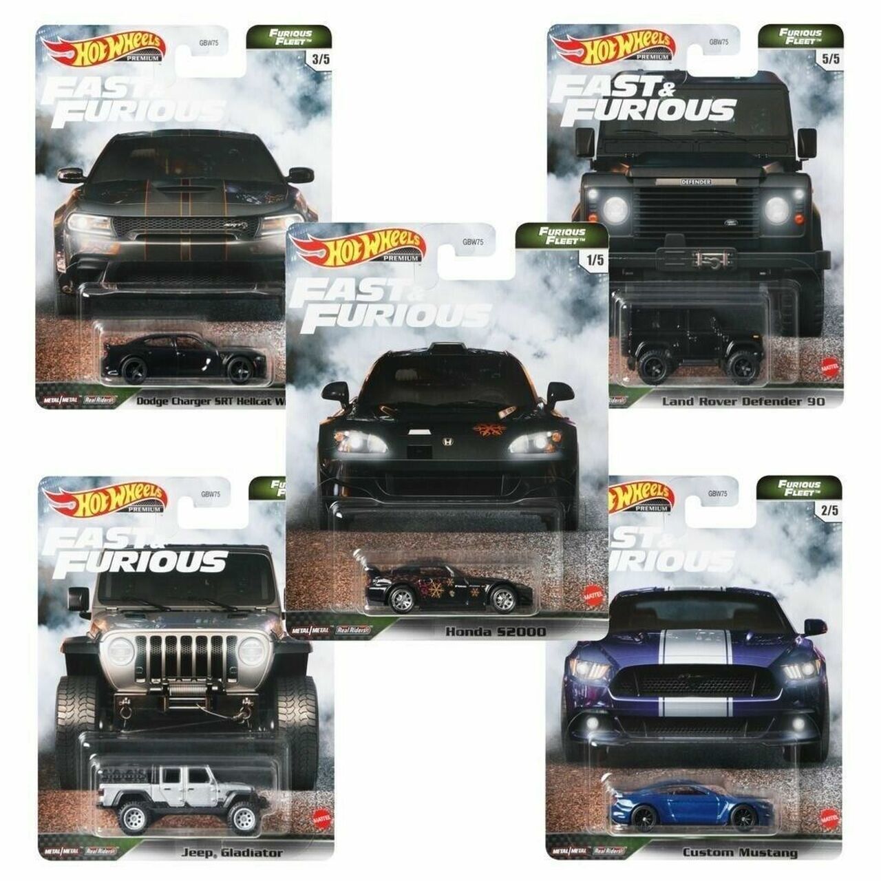 Hot Wheels 1:64 Ölçekli Fast&Furious Premium Arabalar 5'Li Set