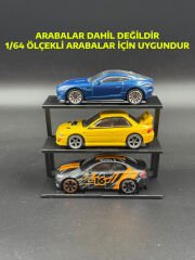 1:64 Ölçek Araç Sergileme Standı - Siyah - 3 Araçlık